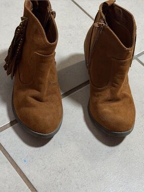 Wonder Nation Kids Girl Brown Suede Fringe Ankle Boots Western size 1